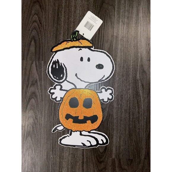 Peanuts Halloween 15" Decoration Window Die Cut 3pc Set Glitter Snoopy NWT / NOS - Picture 3 of 14